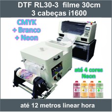 Impressora DTF RL30-3  3 cabeças i1600 + Neon