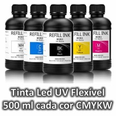 Kit Tinta UV Flexível 500 ml cada cmykw